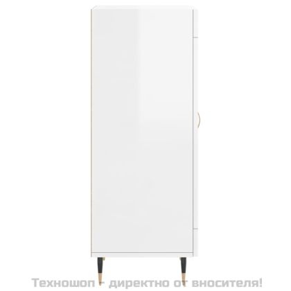 Сайдборд, бял гланц, 34,5x34x90 см, инженерно дърво
