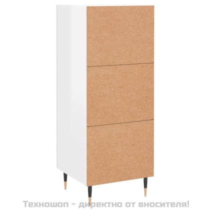 Сайдборд, бял гланц, 34,5x34x90 см, инженерно дърво