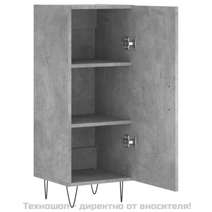 Сайдборд, бетонно сив, 34,5x34x90 см, инженерно дърво