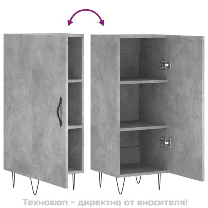 Сайдборд, бетонно сив, 34,5x34x90 см, инженерно дърво