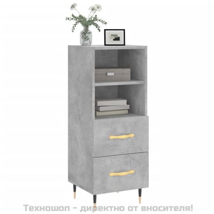 Сайдборд, бетонно сив, 34,5x34x90 см, инженерно дърво