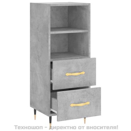 Сайдборд, бетонно сив, 34,5x34x90 см, инженерно дърво