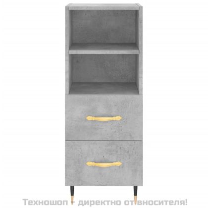 Сайдборд, бетонно сив, 34,5x34x90 см, инженерно дърво