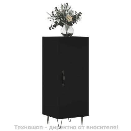 Сайдборд, черен, 34,5x34x90 см, инженерно дърво