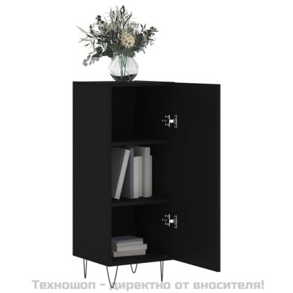 Сайдборд, черен, 34,5x34x90 см, инженерно дърво