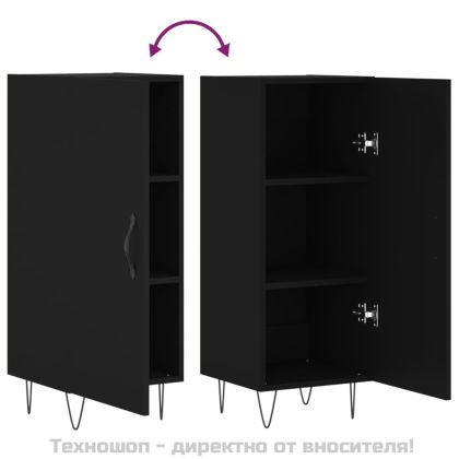 Сайдборд, черен, 34,5x34x90 см, инженерно дърво