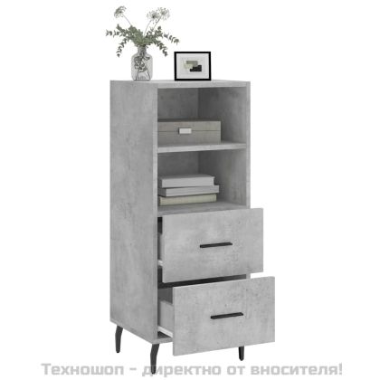 Сайдборд, бетонно сив, 34,5x34x90 см, инженерно дърво