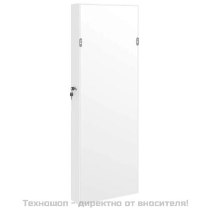 Огледален шкаф за бижута, стенен монтаж, бял, 37,5x10x106 см