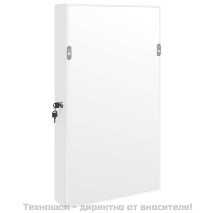 Огледален шкаф за бижута, стенен монтаж, бял, 37,5x10x67 см