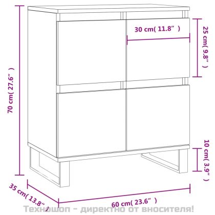 Сайдборд, опушен дъб, 60x35x70 см, инженерно дърво