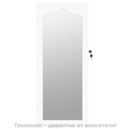 Огледален шкаф за бижута, стенен монтаж, бял, 37,5x10x90 см