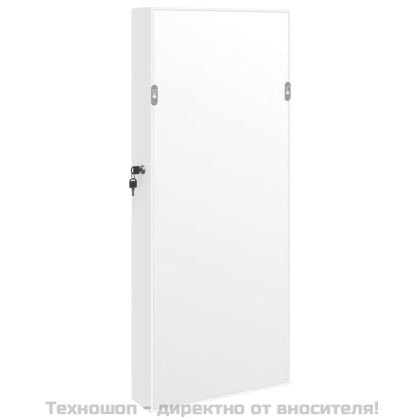 Огледален шкаф за бижута, стенен монтаж, бял, 37,5x10x90 см