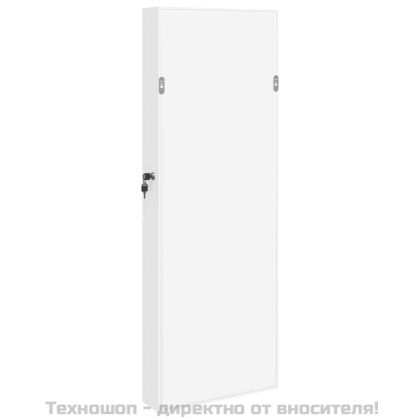 Огледален шкаф за бижута, стенен монтаж, бял, 37,5x10x106 см
