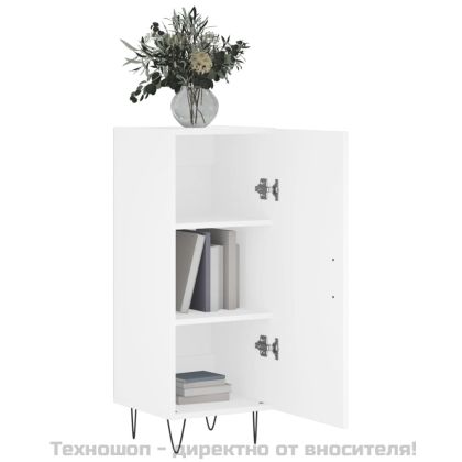 Сайдборд, бял, 34,5x34x90 см, инженерно дърво