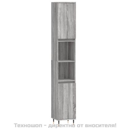 Комплект мебели за баня от 3 части сив сонома инженерно дърво