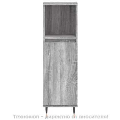 Комплект мебели за баня от 3 части сив сонома инженерно дърво