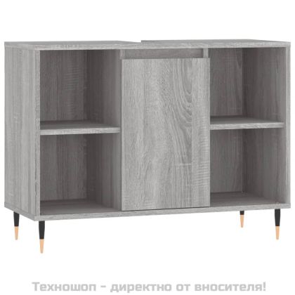 Комплект мебели за баня от 3 части сив сонома инженерно дърво