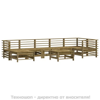 Градински лаундж комплект 8 части с възглавници импрегниран бор