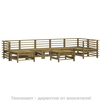 Градински лаундж комплект 8 части с възглавници импрегниран бор