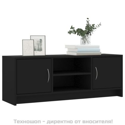 ТВ шкаф, черен, 102x30x37,5 см, инженерно дърво