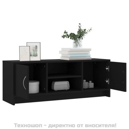 ТВ шкаф, черен, 102x30x37,5 см, инженерно дърво