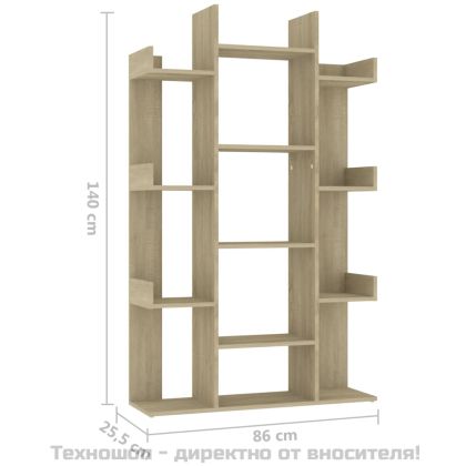 Шкаф библиотека, дъб сонома, 86x25,5x140 см, инженерно дърво