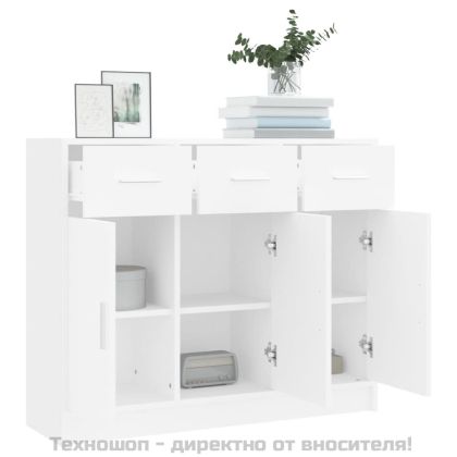 Бюфет, бял, 91x28x75 см, инженерно дърво