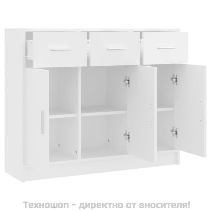 Бюфет, бял, 91x28x75 см, инженерно дърво