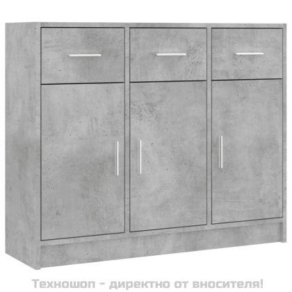 Сайдборд, бетонно сив, 91x28x75 см, инженерно дърво