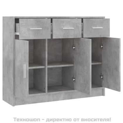 Сайдборд, бетонно сив, 91x28x75 см, инженерно дърво