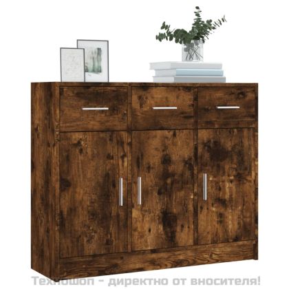 Бюфет опушен дъб 91x28x75 см инженерно дърво