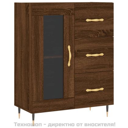 Сайдборд, Кафяв дъб, 69,5x34x90 см, инженерно дърво