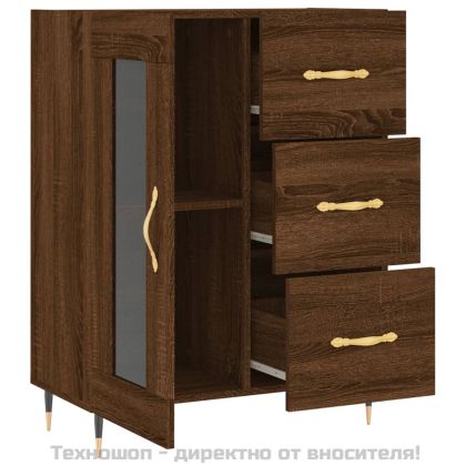 Сайдборд, Кафяв дъб, 69,5x34x90 см, инженерно дърво