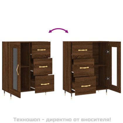 Сайдборд, Кафяв дъб, 69,5x34x90 см, инженерно дърво