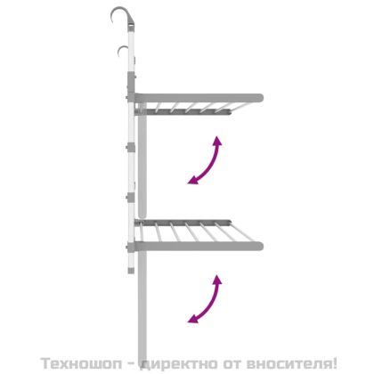 Сушилник за балкон, 89x25x(60-95) см, алуминий