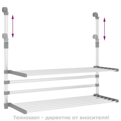 Сушилник за балкон, 89x25x(60-95) см, алуминий