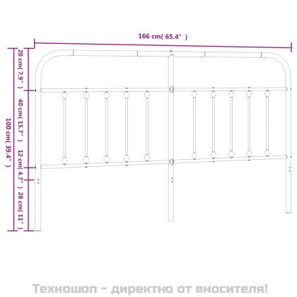 Метална табла за глава, бяла, 160 см