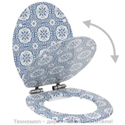 Тоалетни седалки с плавно затваряне, 2 бр, МДФ, дизайн порцелан