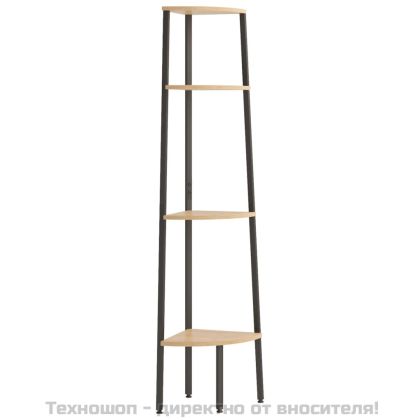 Ъглов рафт с 4 нива, светлокафяв и черен, 45,5x31,5x150 см