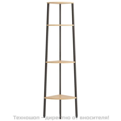 Ъглов рафт с 4 нива, светлокафяв и черен, 45,5x31,5x150 см