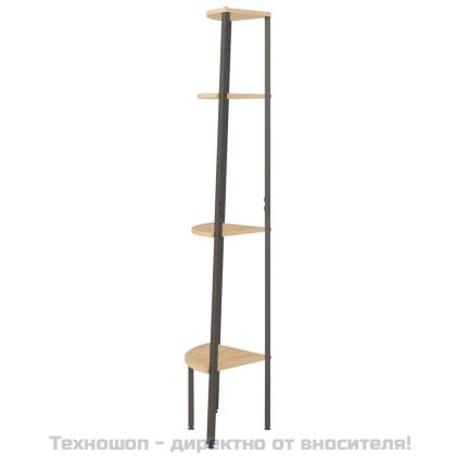 Ъглов рафт с 4 нива, светлокафяв и черен, 45,5x31,5x150 см