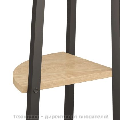 Ъглов рафт с 4 нива, светлокафяв и черен, 45,5x31,5x150 см