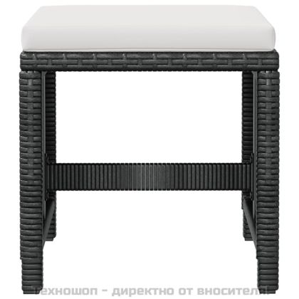 Градински трапезен комплект, 9 части, полиратан и акация, черен