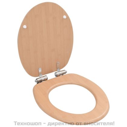 Тоалетни седалки с плавно затваряне, 2 бр, МДФ, дизайн бамбук