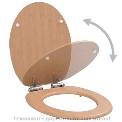 Тоалетни седалки с плавно затваряне, 2 бр, МДФ, дизайн бамбук