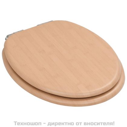 Тоалетни седалки с плавно затваряне, 2 бр, МДФ, дизайн бамбук
