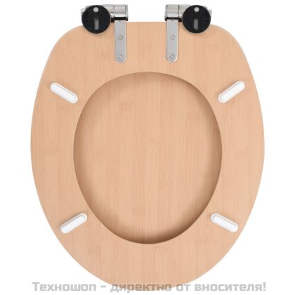 Тоалетни седалки с плавно затваряне, 2 бр, МДФ, дизайн бамбук