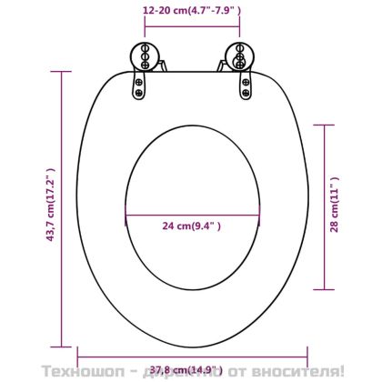 Седалка за тоалетна чиния с капак от MDF, античен дървен дизайн