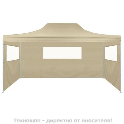 Сгъваема парти шатра с 3 странични стени 3х4 м стомана кремава