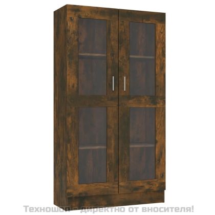 Шкаф витрина, опушен дъб, 82,5x30,5x150 см, инженерно дърво